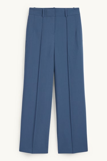 Femei - Pantaloni office - talie înaltă - wide leg - albastru