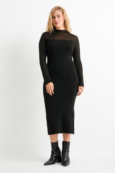 Damen - Strickkleid - schwarz