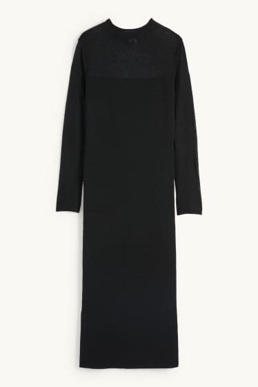 Damen - Strickkleid - schwarz