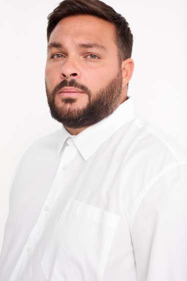 Hommes - Chemise - regular fit - col kent - facile à repasser - blanc crème