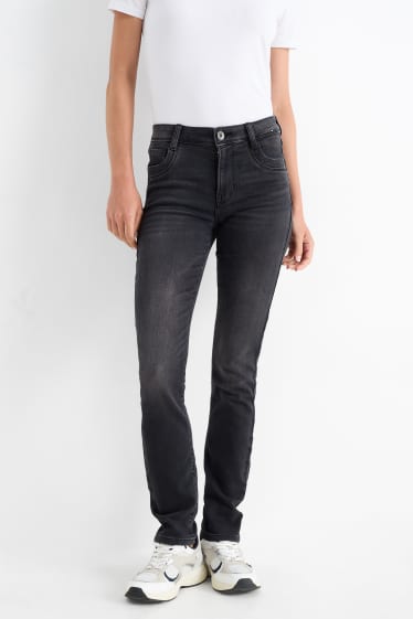 Damen - Slim Jeans - Mid Waist - Jog Denim - dunkeljeansgrau