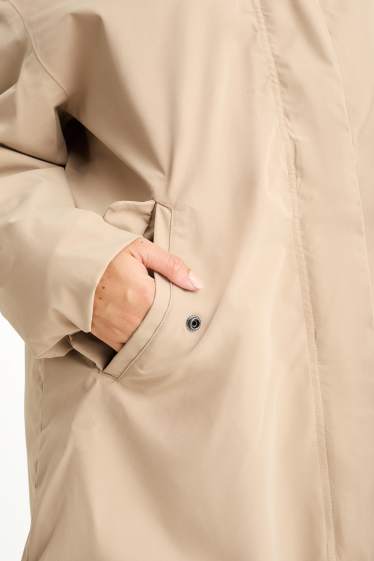 Femmes - Veste de pluie à capuche - imperméable - beige