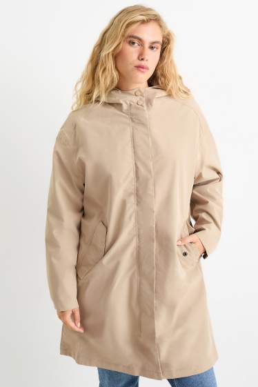 Femmes - Veste de pluie à capuche - imperméable - beige