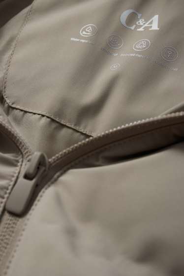 Heren - Gewatteerde jas met capuchon - waterafstotend - grijs