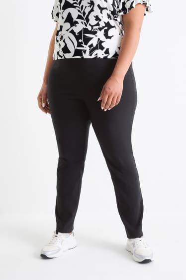 Damen - Stoffhose - High Waist - Straight Fit - LYCRA® - schwarz