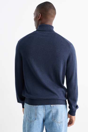 Hommes - Pull à col roulé - bleu foncé