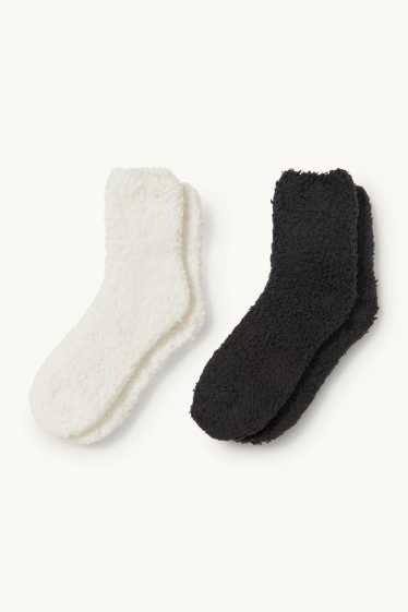 Dames - Set van 2 paar - sokken - zwart / wit