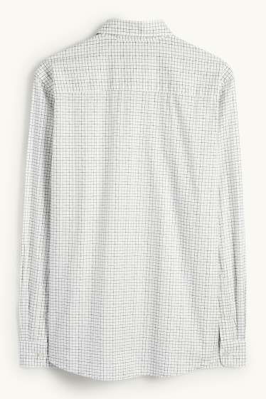 Pánské - Košile - regular fit - kent - kostkovaná - bílá/černá
