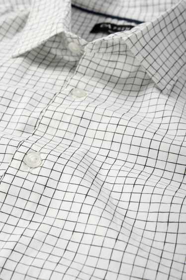 Pánské - Košile - regular fit - kent - kostkovaná - bílá/černá
