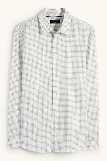 Pánské - Košile - regular fit - kent - kostkovaná - bílá/černá