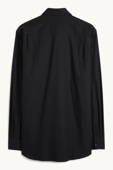 Hommes - Chemise de bureau - regular fit - col kent - facile à repasser - noir