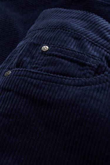 Femmes - Pantalon en velours côtelé - high waist - straight fit - bleu foncé
