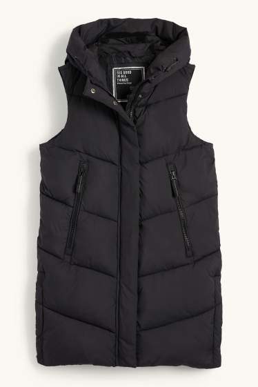 Bambine - Gilet trapuntato con cappuccio - nero