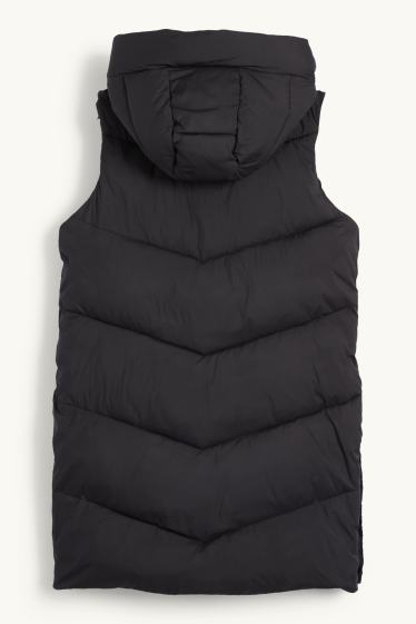 Bambine - Gilet trapuntato con cappuccio - nero