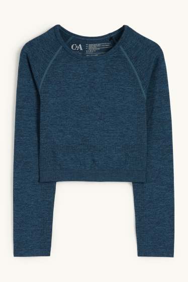 Women - Cropped technical T-shirt – UV protection - dark blue