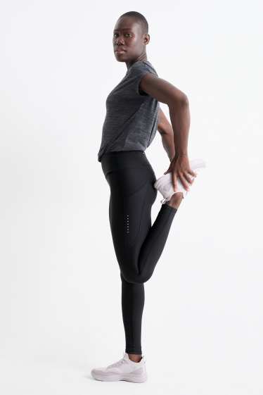 Donna - Leggings sportivi - 4 Way Stretch - protezione UV - nero