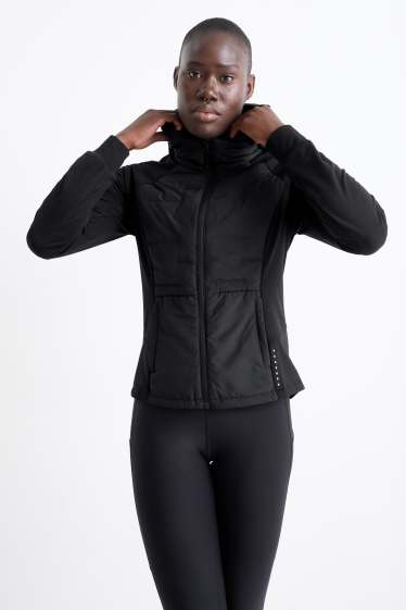 Femmes - Veste chaude de sport à capuche - noir