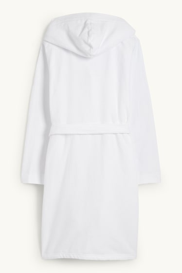 Femmes - Peignoir en éponge à capuche - blanc