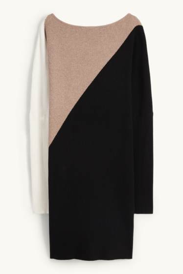 Dona - Vestit de punt de mitja - acanalat - beix