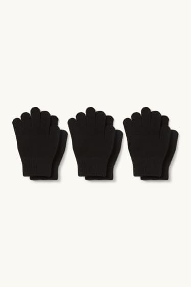 Children Boys - Multipack of 3 - knitted gloves - black