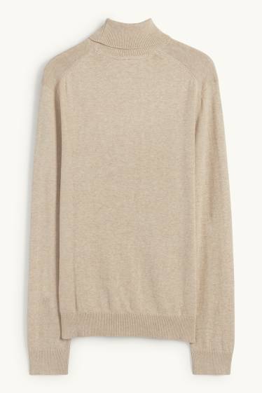 Hommes - Pull à col roulé - beige