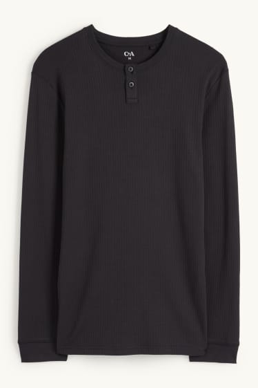 Uomo - Maglia intima - a coste - nero