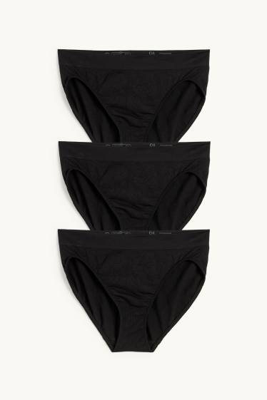 Dames - Set van 3 - slip - naadloos  - zwart