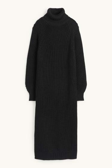 Dona - Vestit de punt de mitja - acanalat - negre