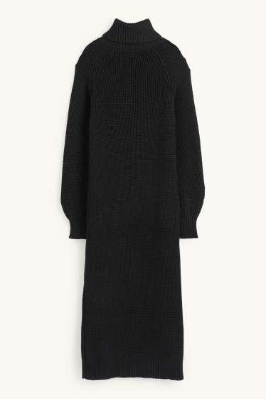 Dona - Vestit de punt de mitja - acanalat - negre