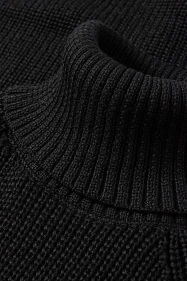 Dona - Vestit de punt de mitja - acanalat - negre