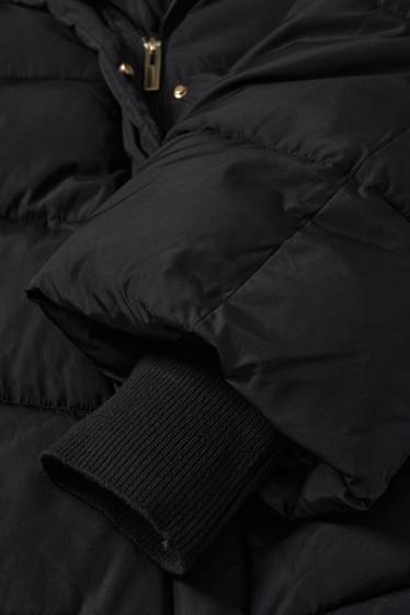 Women - Quilted jacket with hood - black