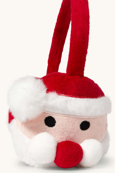 Kinder Mädchen - Weihnachtsmann - Ohrenwärmer - dunkelrot