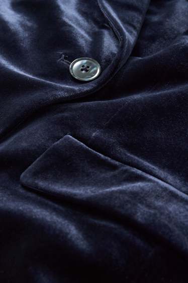 Femmes - Blazer long en velours - regular fit - bleu foncé