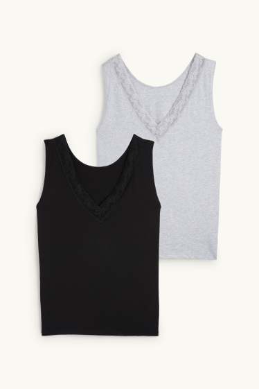 Dona - Paquet de 2 - samarreta interior - gris/negre