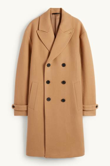 Hommes - Manteau - laine mélangée - marron clair