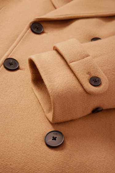 Hommes - Manteau - laine mélangée - marron clair