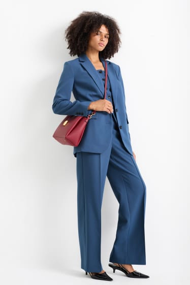 Femei - Pantaloni office - talie înaltă - wide leg - albastru