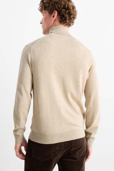 Hommes - Pull à col roulé - beige