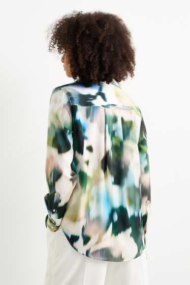 Damen - Satin-Bluse - gemustert - bunt