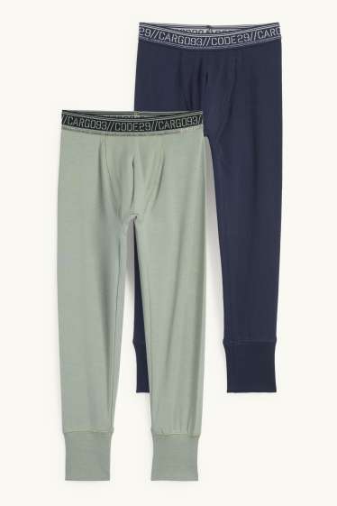 Enfants garçons - Lot de 2 - caleçons longs - bleu foncé