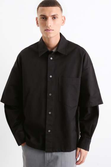 Home - Camisa - relaxed fit - Kent - look 2 en 1 - negre