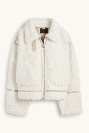 Femmes - Blouson en peluche - blanc crème