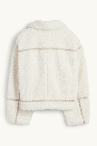 Femmes - Blouson en peluche - blanc crème