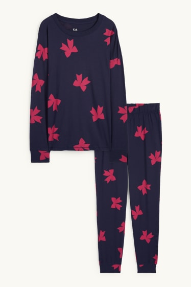 Damen - Pyjama - gemustert - dunkelblau