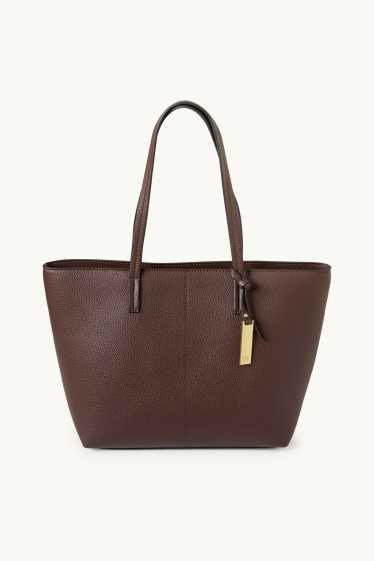 Dames - Grote shopper - imitatieleer - donkerbruin