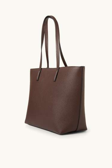 Dames - Grote shopper - imitatieleer - donkerbruin