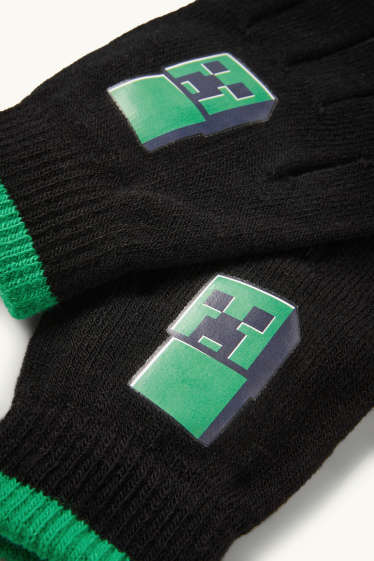 Bambini - Minecraft - guanti in maglia - nero