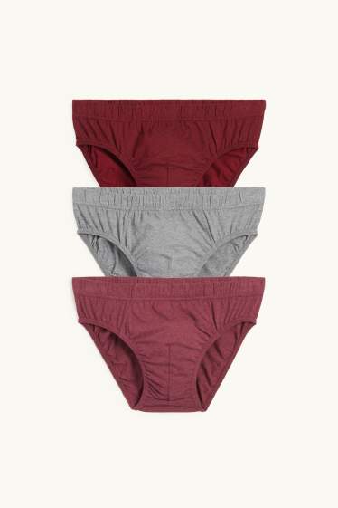 Hommes - Lot de 3 - slips - bordeaux