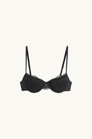 Femei - Sutien cu armătură - DEMI - vătuit - negru