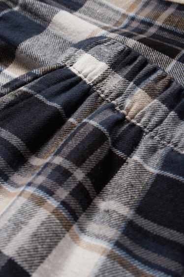Bărbați - Pantaloni de pijama din flanel - în carouri - albastru închis